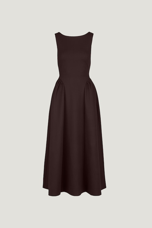 Iris Flared Ponte Maxi Dress Purple | Dynamite