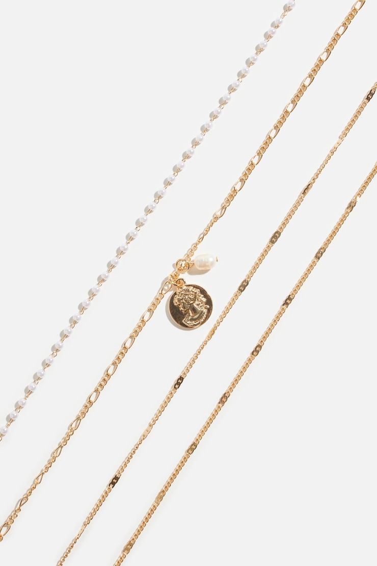 4-Pack Rosary & Medallion Necklaces Off White/Gold large