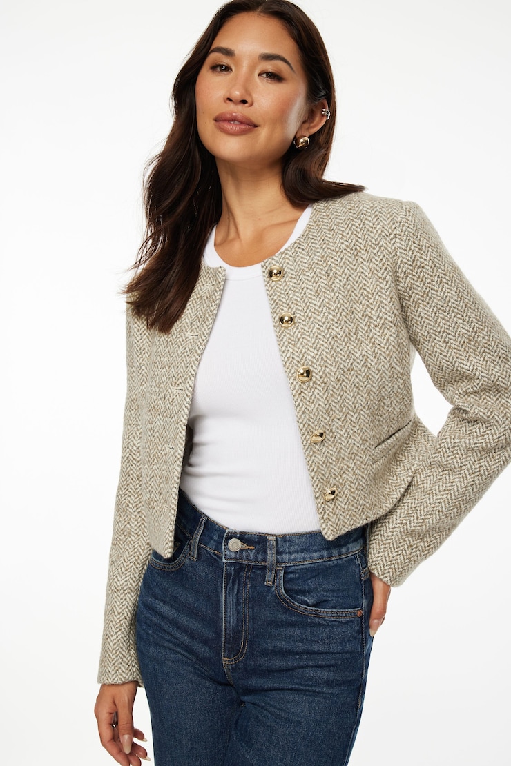 Margaux Tweed Blazer Beige Sparkle large