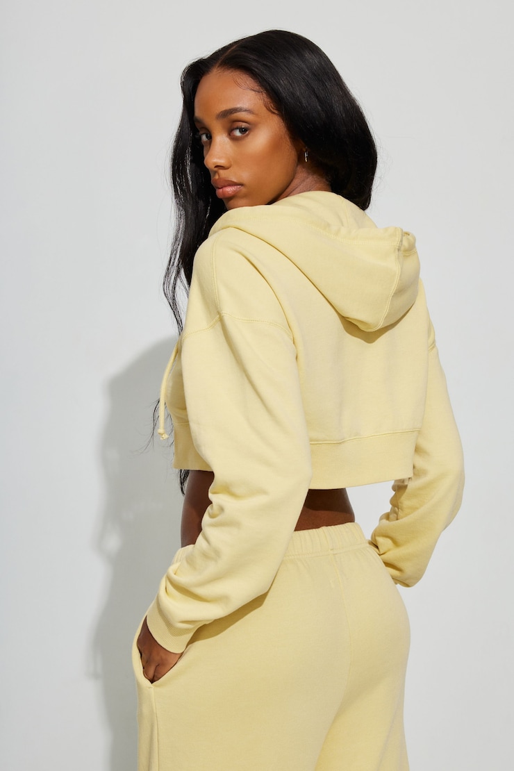 Cropped Zip Up Hoodie Yellow | Garage