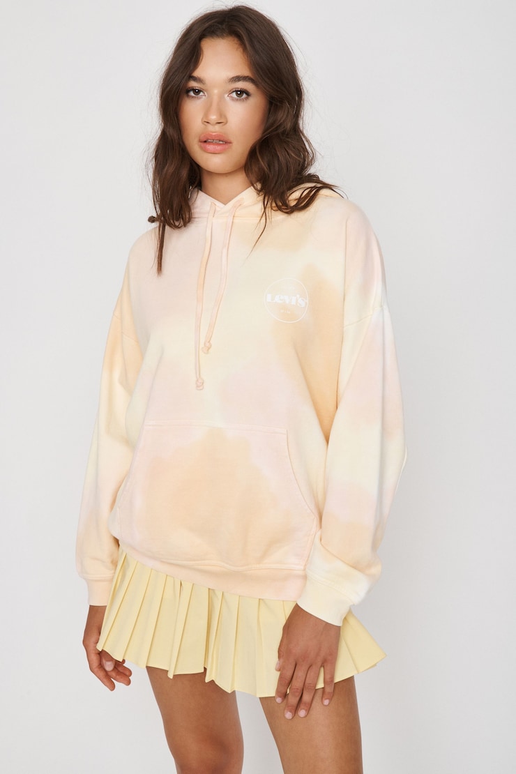 LEVI'S Rider Graphic Hoodie, Pink Tie-Dye, large