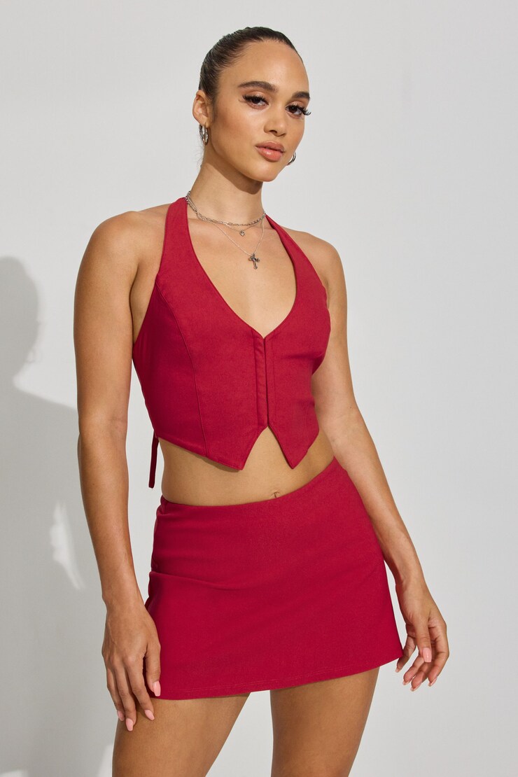 Apron Back Vest, Chili Pepper Red, large