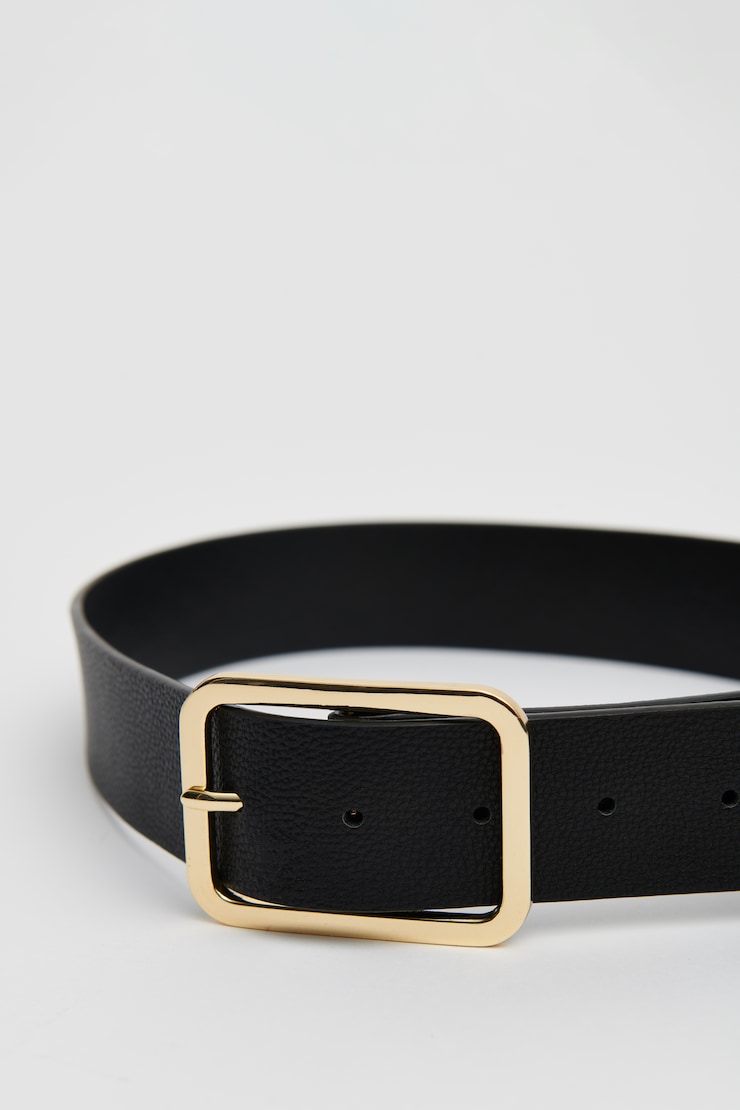 Rounded Square Buckle Belt Jet Black large