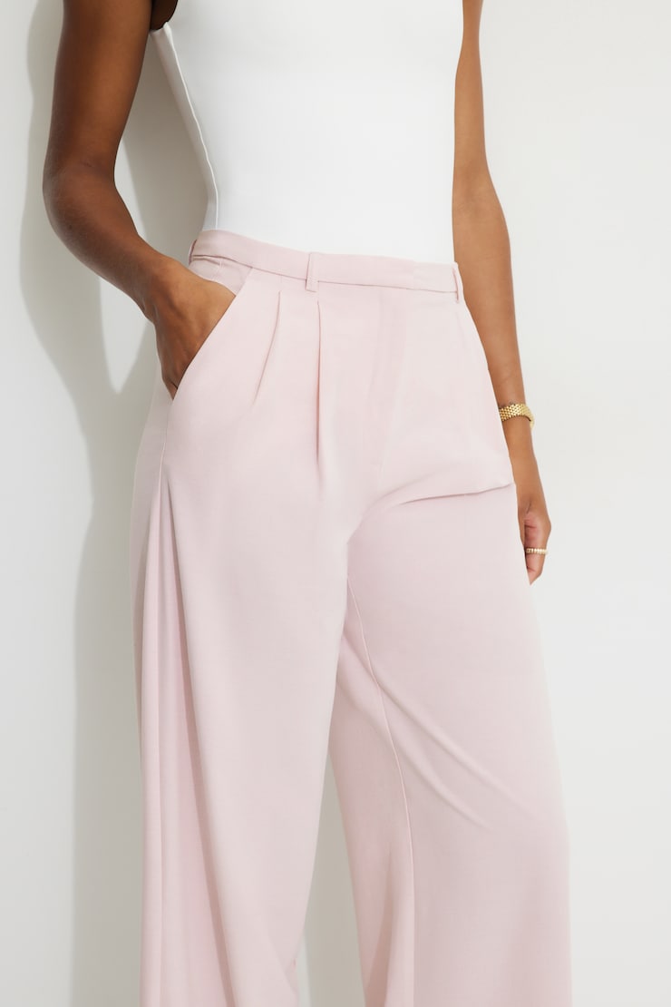 Pleated Wide Leg Pants Pale Lilac Pink large