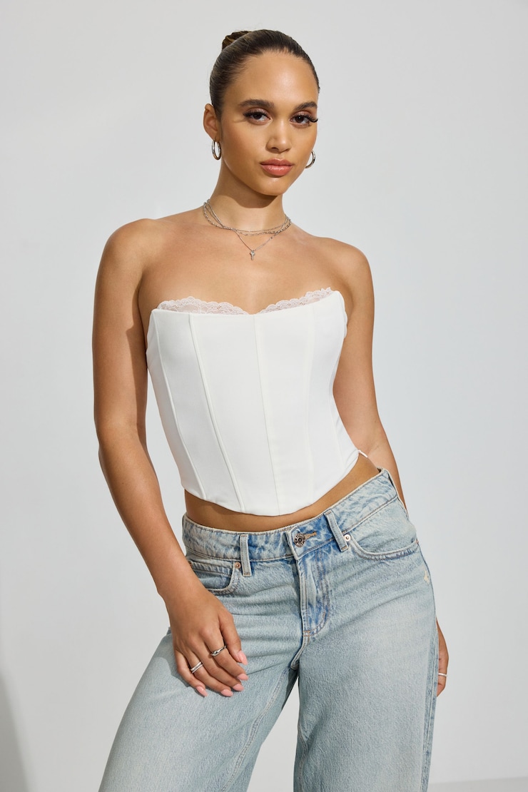 Lace Trim Strapless Bustier