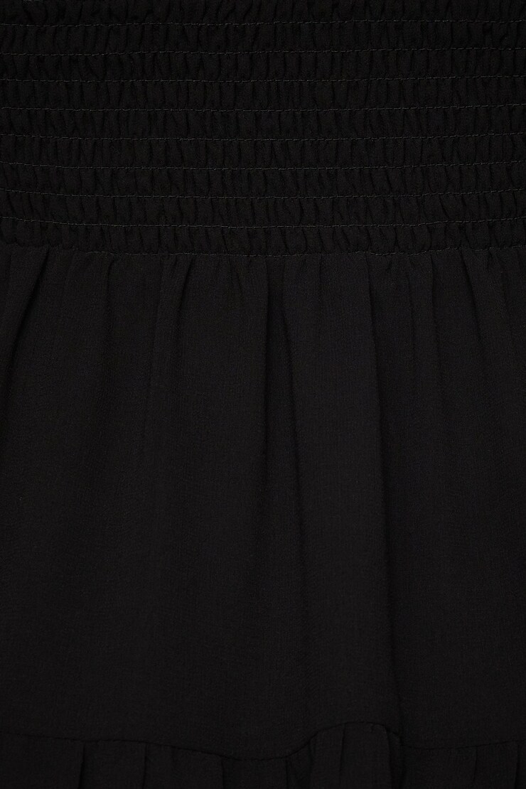 Delphine Smocked Flare Mini Dress Jet Black large