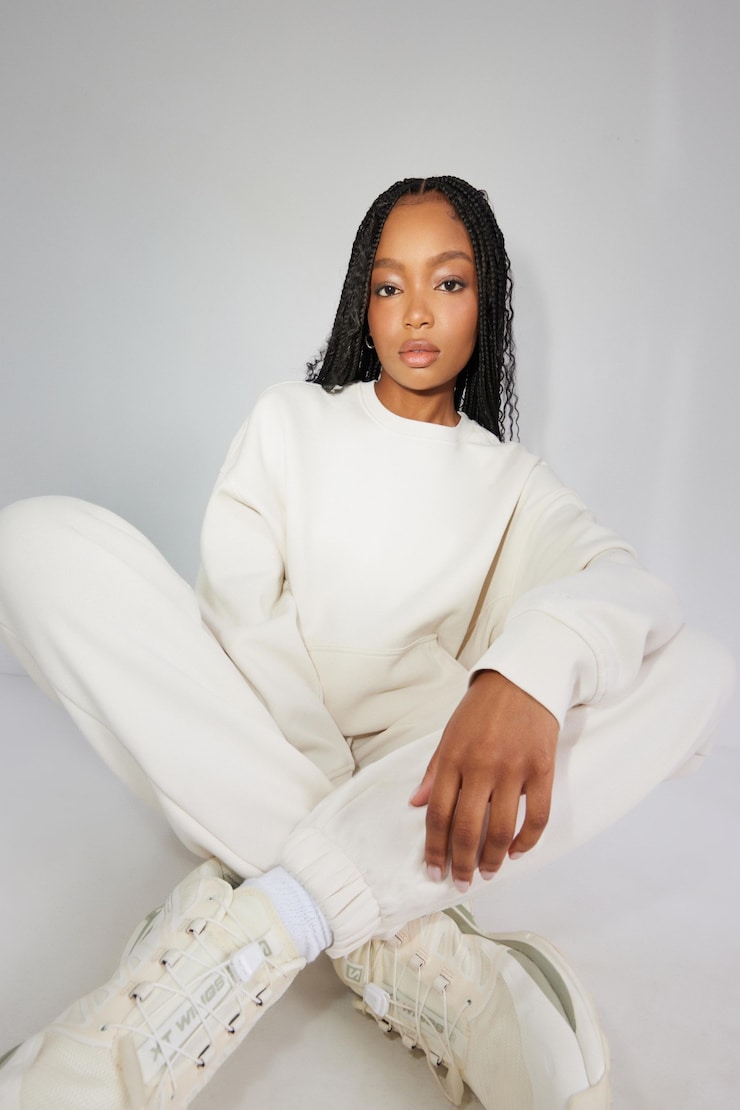 Elevated Crewneck Pocket Sweatshirt, Tofu Off-White, large