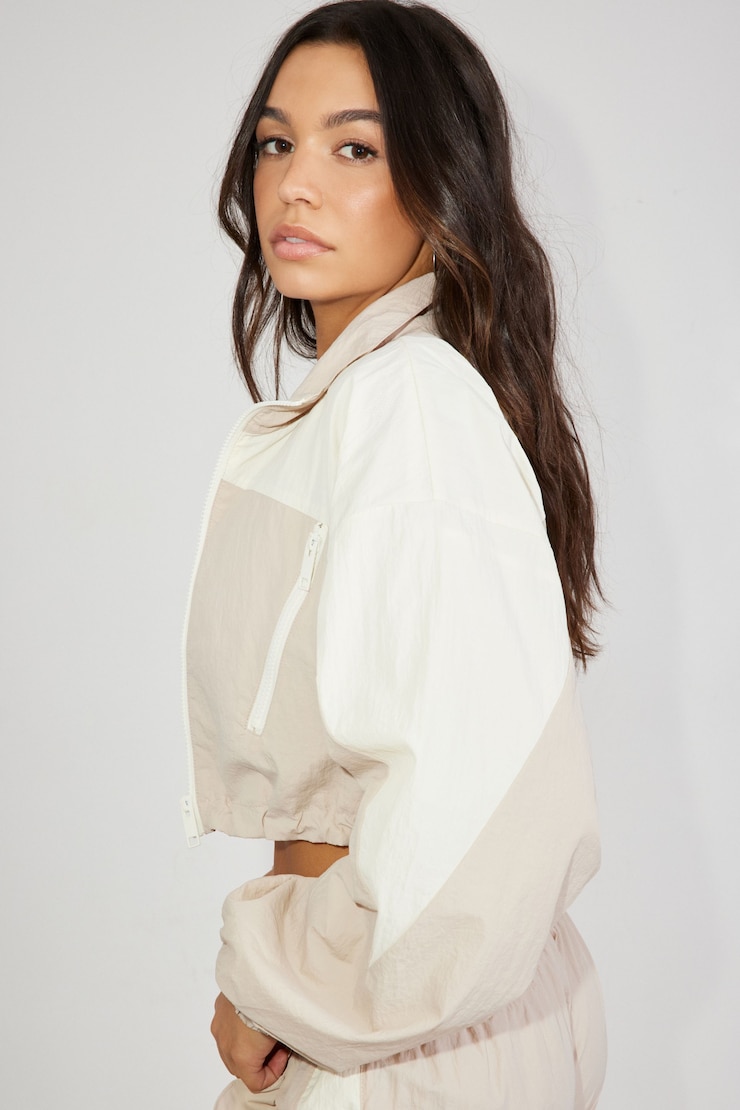 Cropped Windbreaker Jacket, Pebble Grey, large