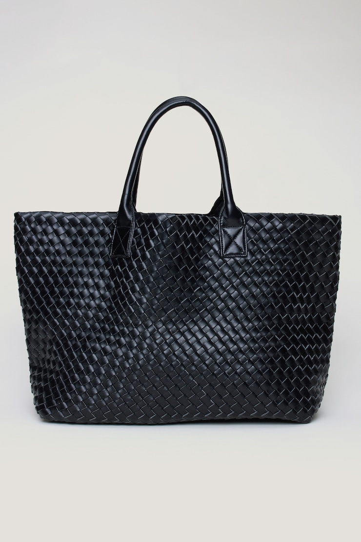 Oversized Woven Faux Leather Tote