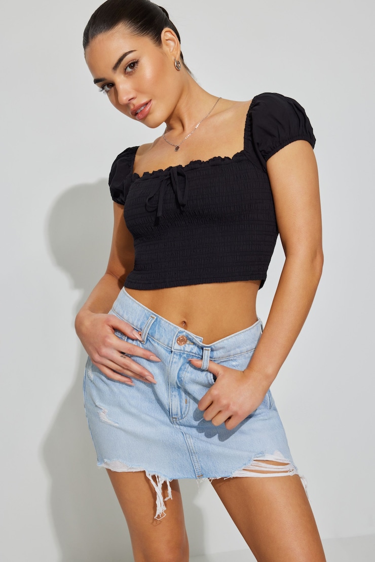 High Rise Denim Skirt, Jojo Blue, large