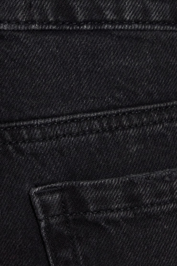 Ultra Low Rise Relaxed Denim Shorts, Carbon Black, large