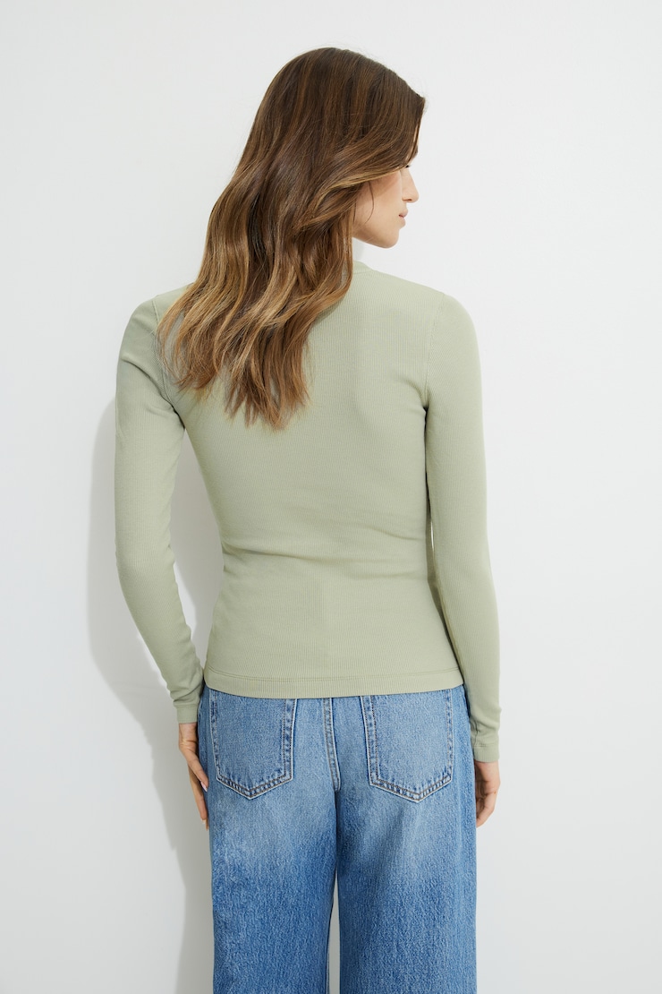 Tedi Ribbed Long Sleeve T Shirt Seagrass large