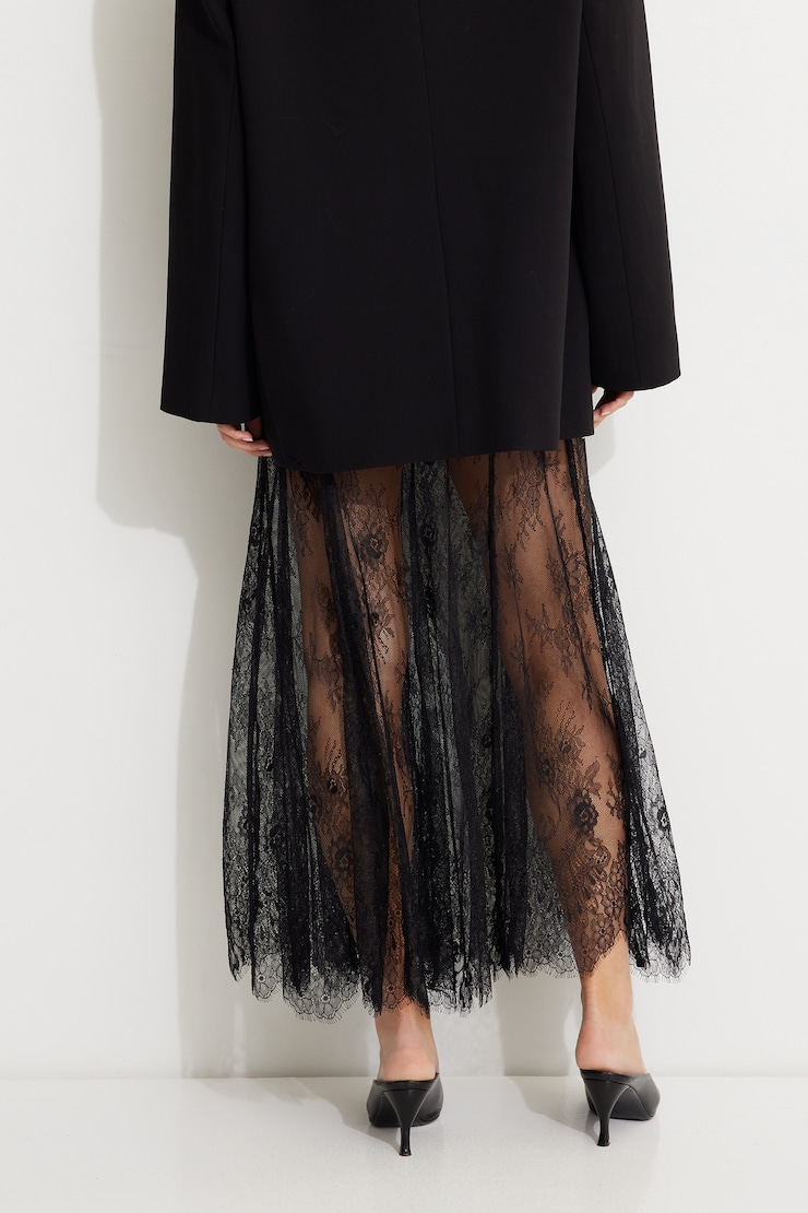 Sheer Lace Maxi Skirt Jet Black large