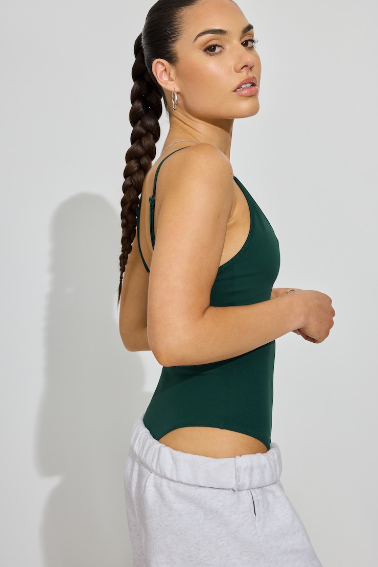 Active Plunge Bodysuit, Lush Green, large