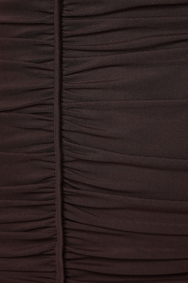 Ruched Mesh Mini Dress