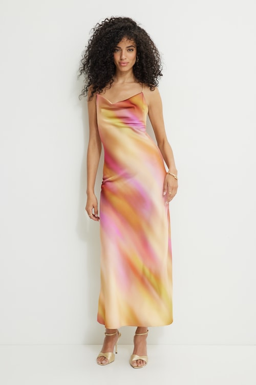 floral chiffon print cut out maxi dress Dee Elly Floral Print Ruffle Trim Cut Out Chiffon Maxi Dress Purple Pink Small