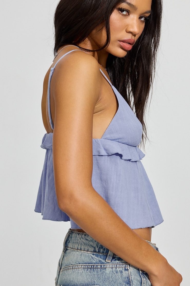 Strappy Peplum Cami Top, English Manor Blue, large