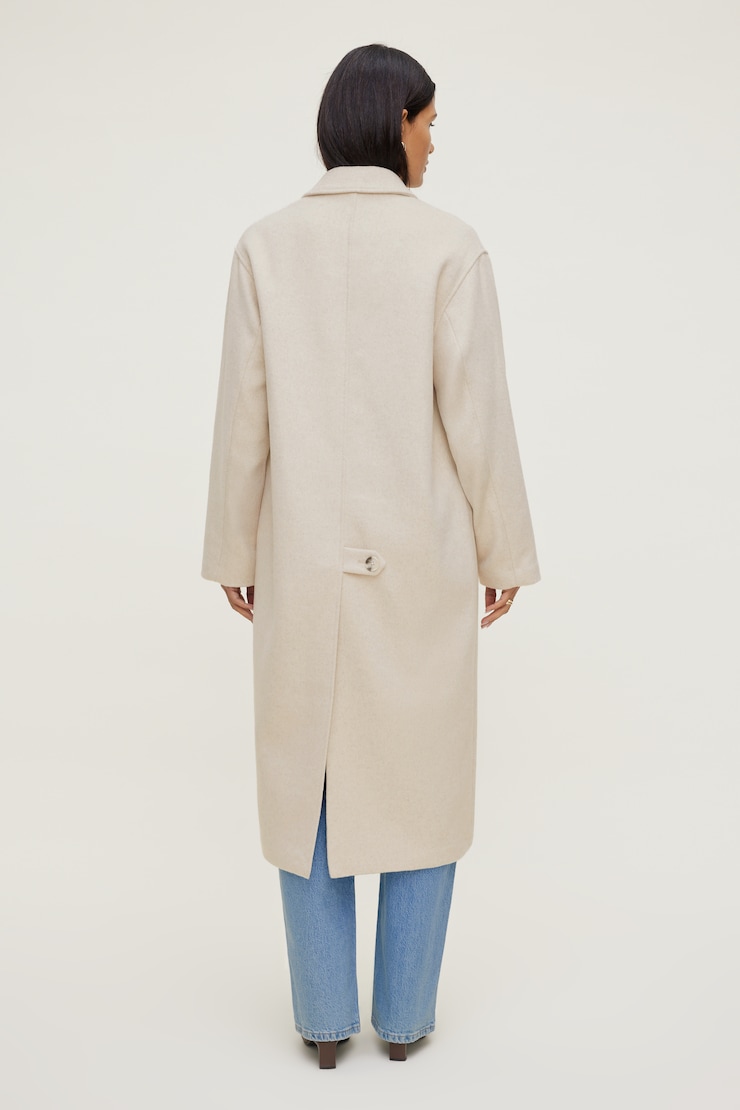 Manteau en laine surdimensionné Beige avoine pâle large