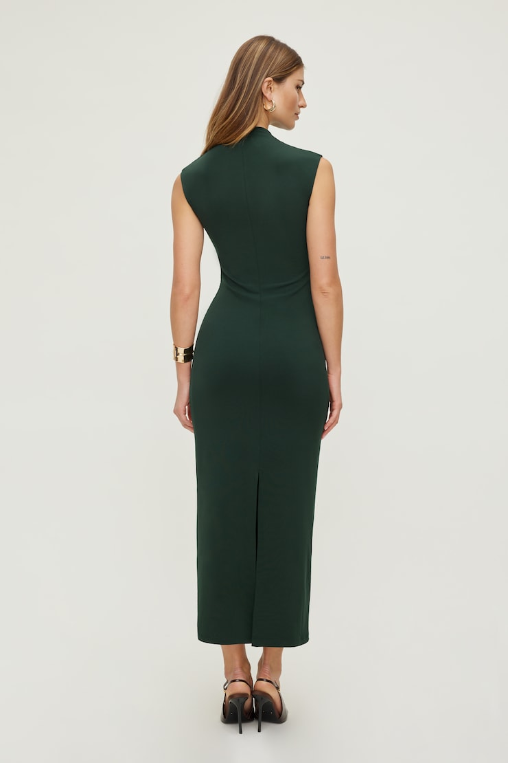 Bria Sculpt Mock Neck Maxi Dress Scarab Green large