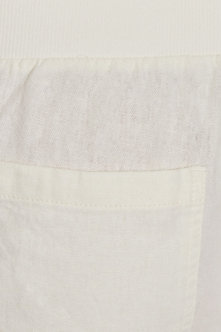 Linen Ribbed Waistband Pull-On Pants, Snow White, large