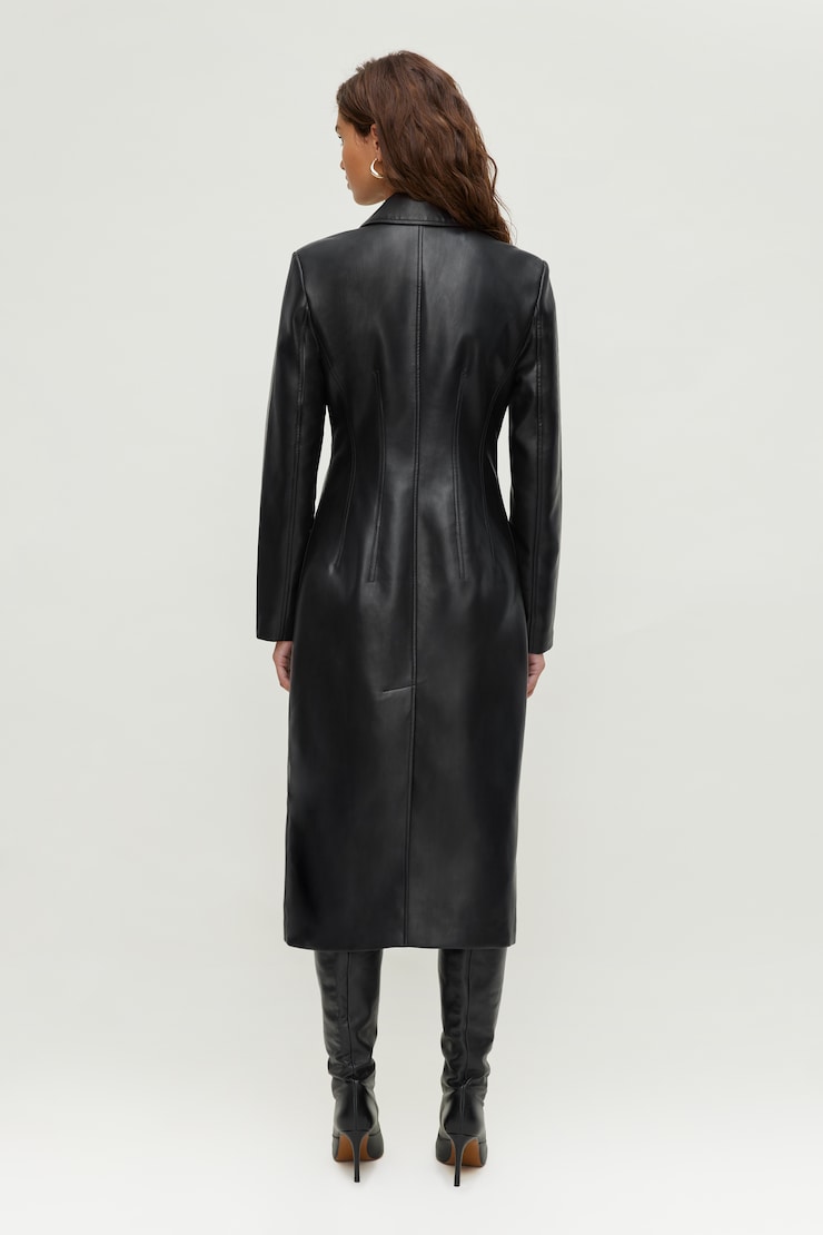 Faux Leather Trench Coat Black | Dynamite