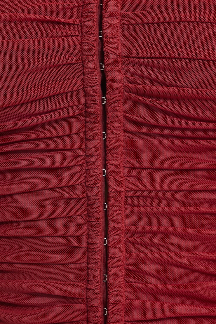 Salma Ruched Mesh Bustier Top Rumba Red large