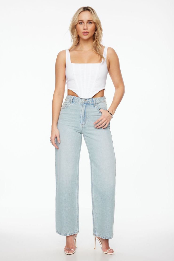 Square Neck Corset Top Bright White large