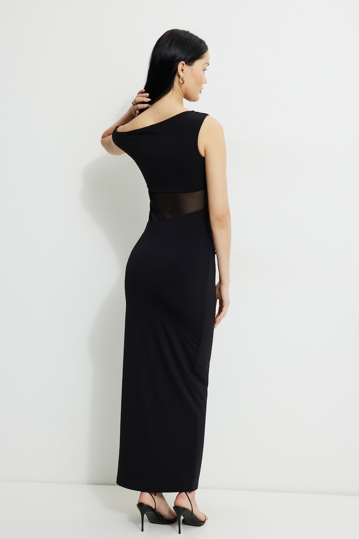 Robe maxi diaphane sculptante Noir encre large