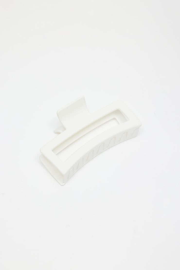 Oversized Rectangle Claw Clip, Matte White, large