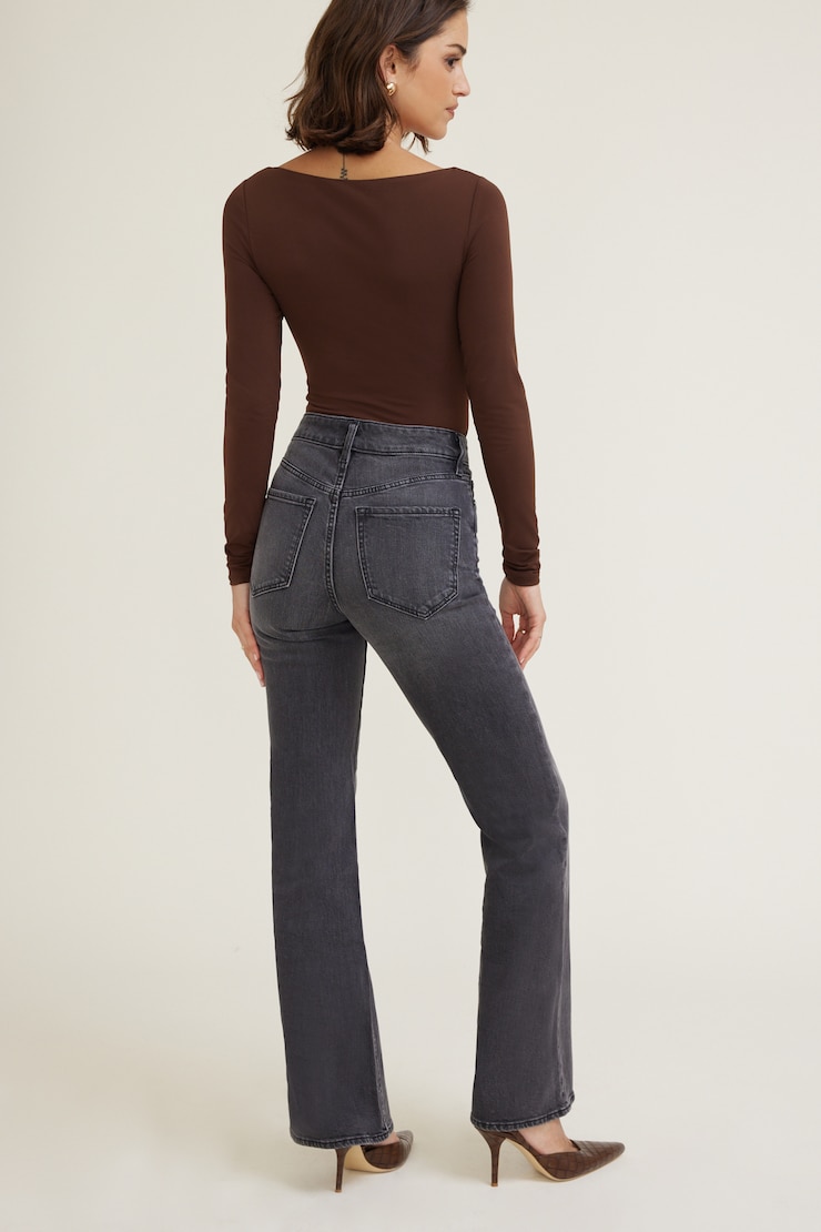 Elodie Stretch High Rise Bootcut Jeans Medium Light Black / Pebble Grey large