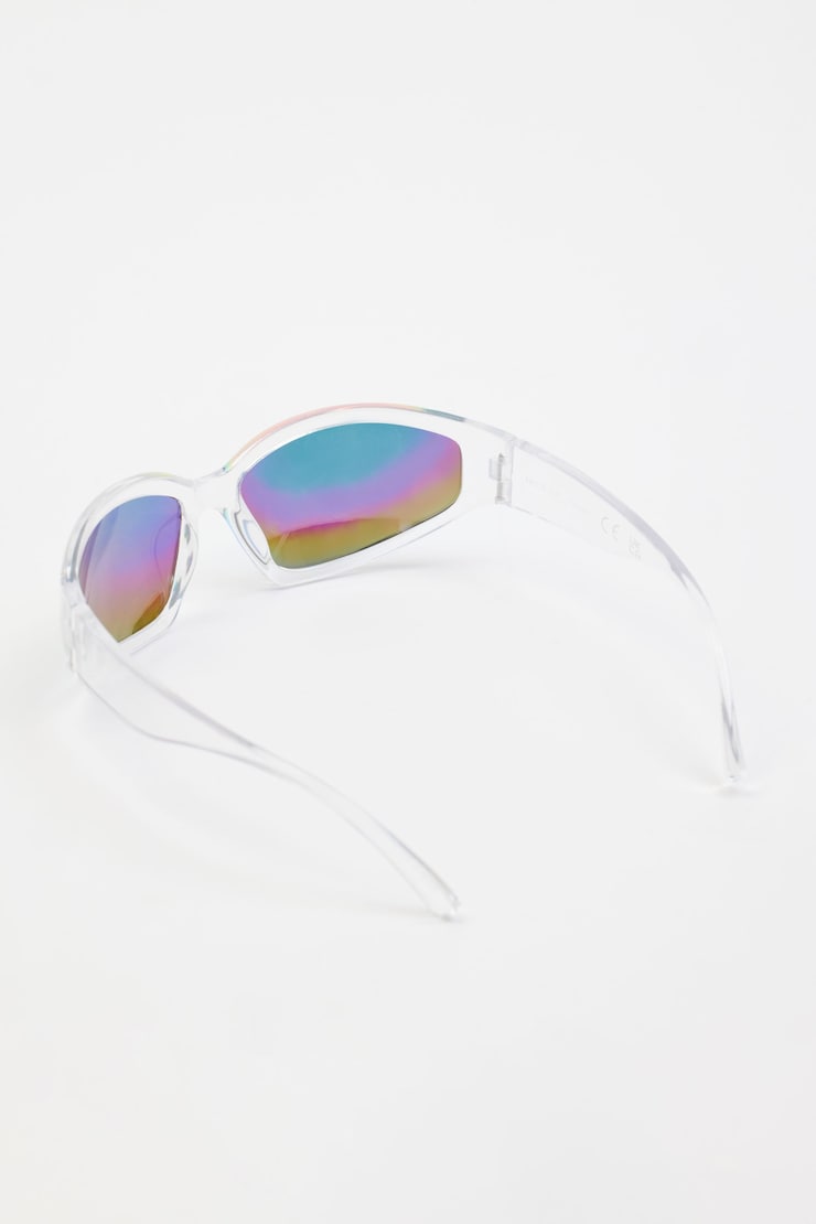 Wrap '90s Sunglasses, Clear, large