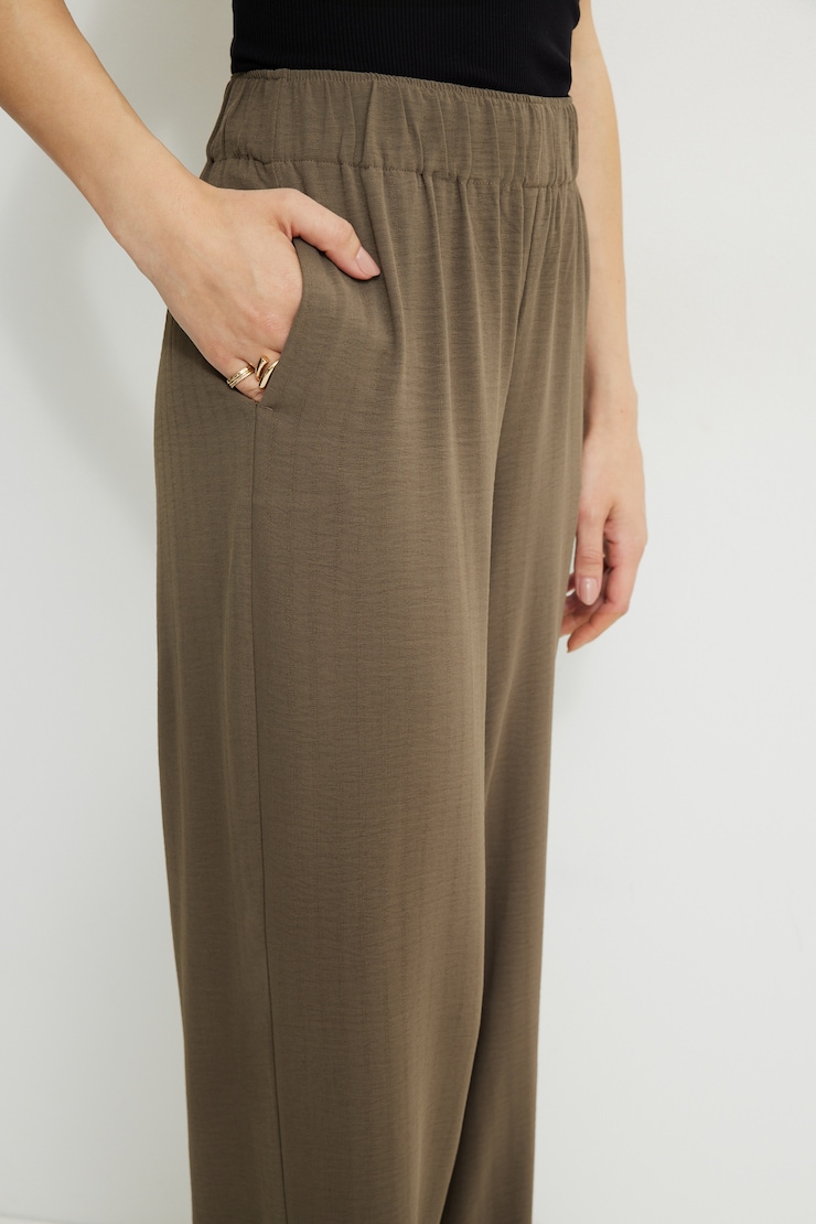 Wide Leg Pull On Pants Wild Mushroom Brown large