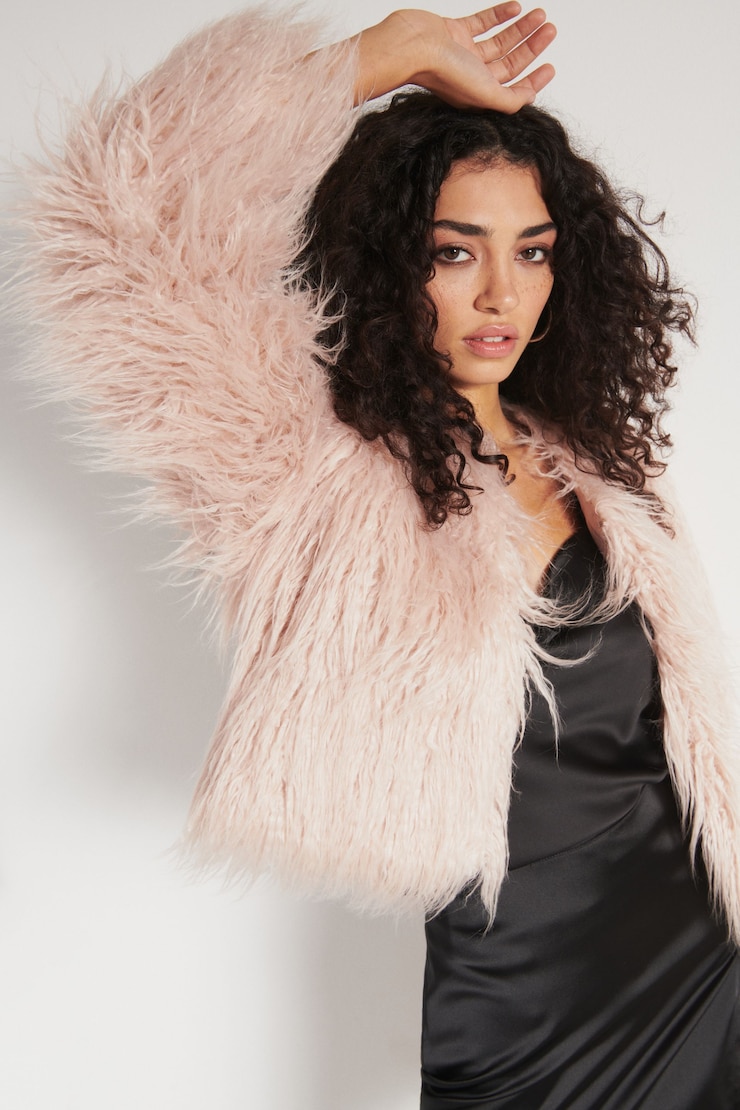 Shaggy Faux Fur Jacket Hushed Violet large