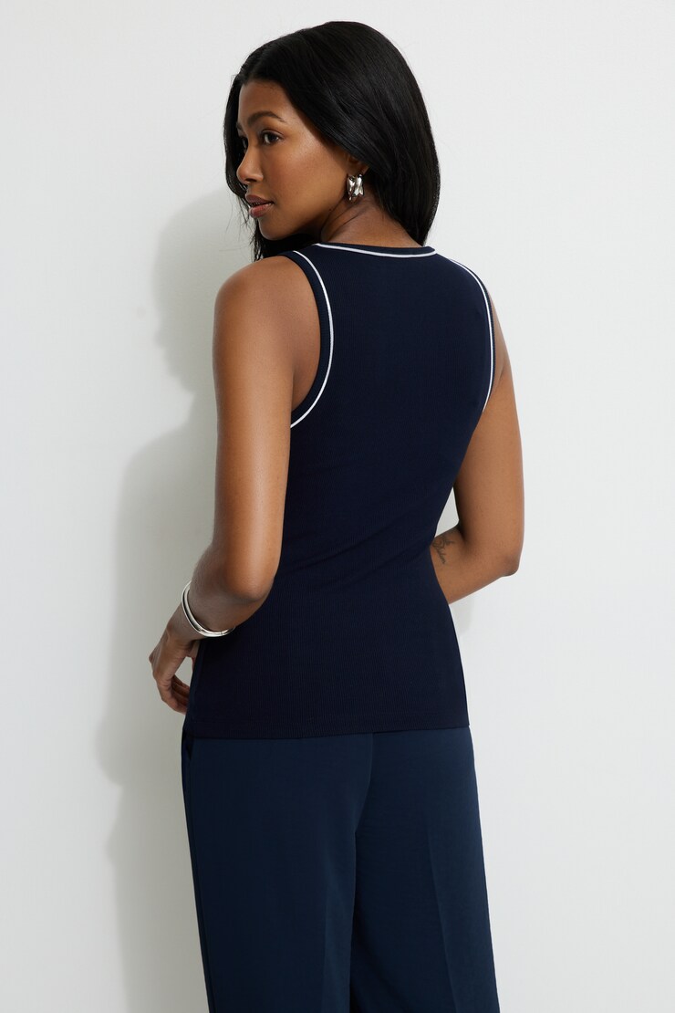 Ribbed Contrast Tank Top Navy Blazer/White large