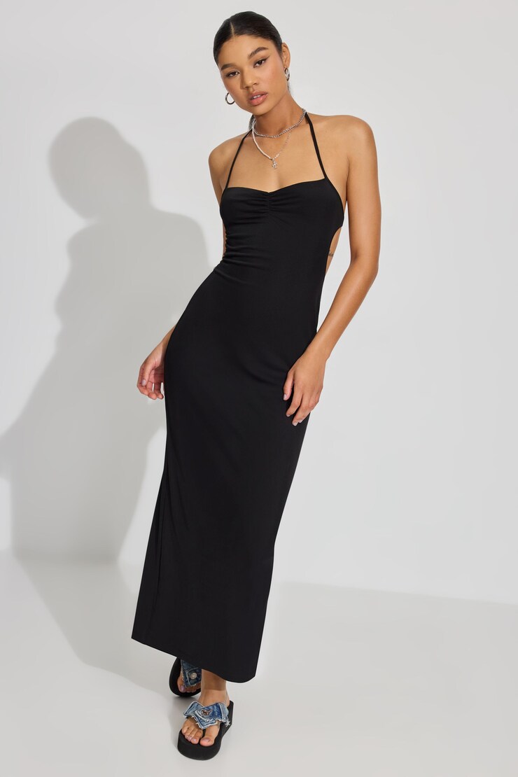 Sweetheart Mesh Maxi Dress, Jet Black, large