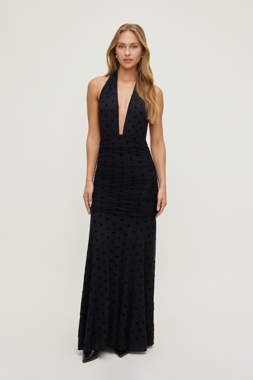 black diane von furstenberg dress Polka Dot Mesh Ruched Mini Dress for Effortless Elegance – COCOSIN.OFFICIAL main image 0