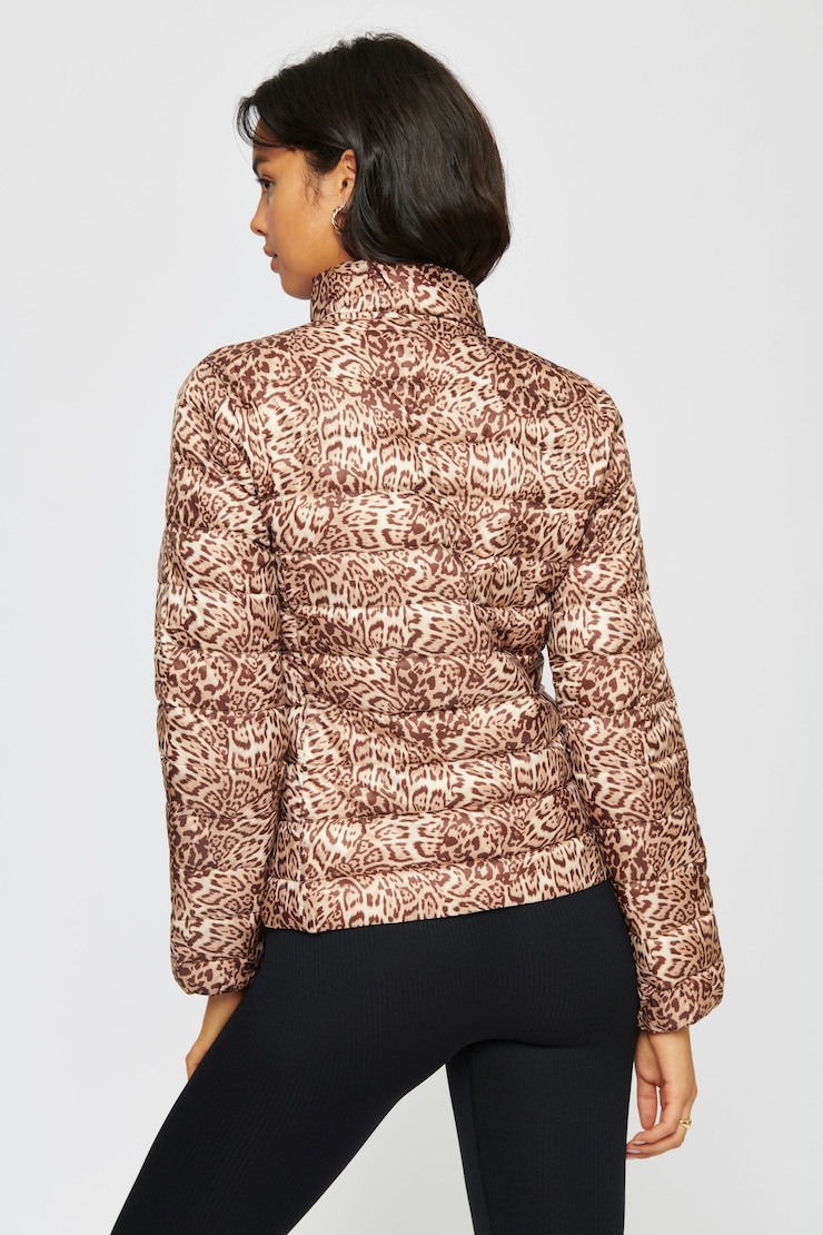 Printed Essential Puffer Jacket Brown Leopard  large