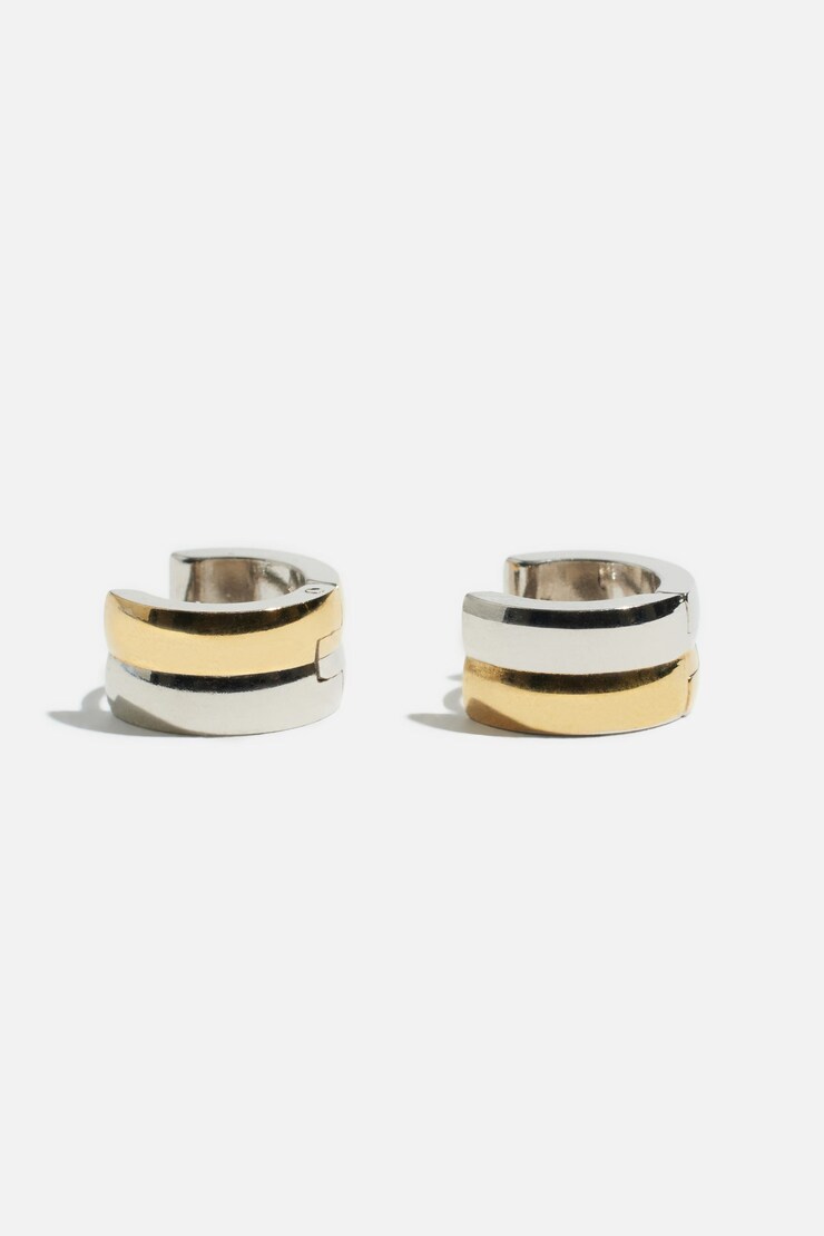 2-Tone Huggie Earrings Gold/Silver large