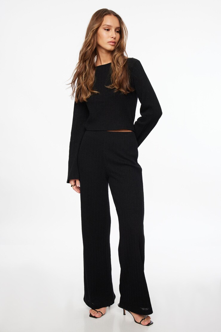 Crewneck Crochet Top Jet Black large