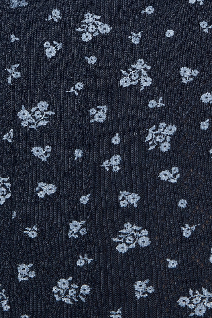 Tiny Pointelle Short, Navy Blue Floral, large
