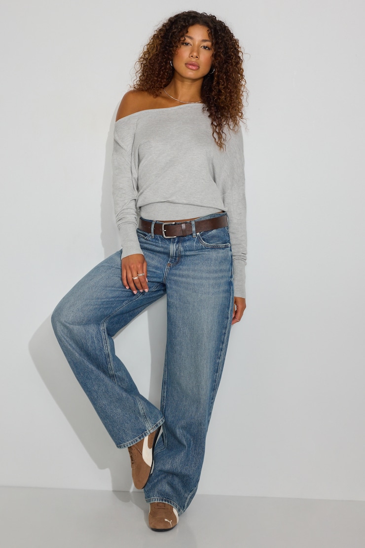 Rae Asymmetric Fine Sweater, Spring Grey Mix, large