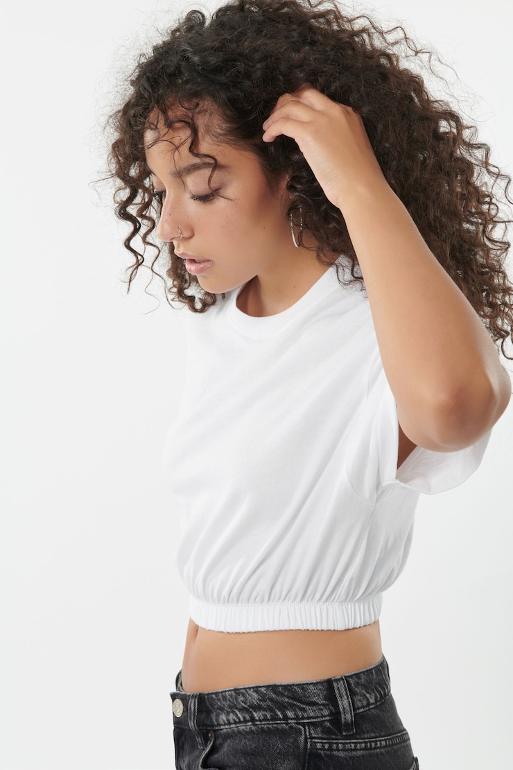Elastic Waist Tee , Bright White, large