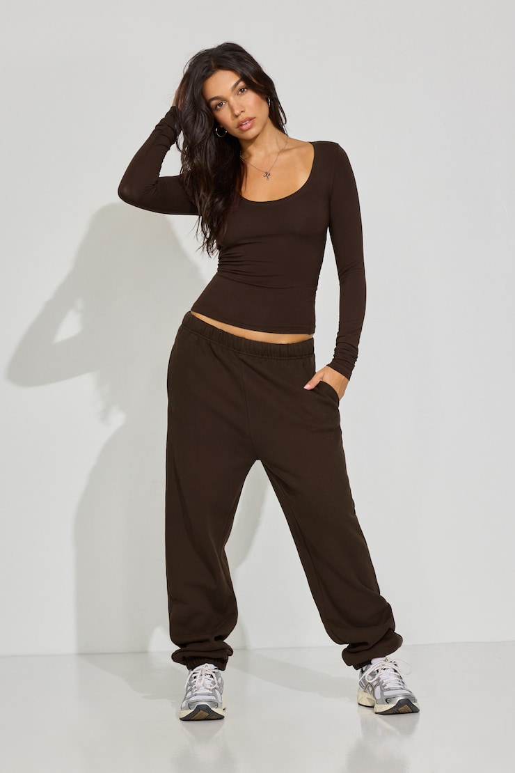 UltraFleece Boyfriend Sweatpants, Armadillo Brown, large