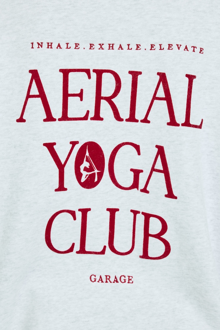 UltraFleece Hoodie, Spring Grey Mix with "Aerial Yoga Club"  Art, large