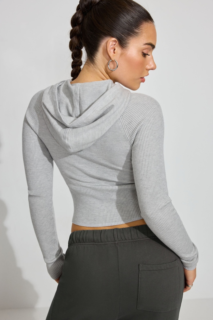 Soft Bodycon Hoodie, Spring Grey Mix, large