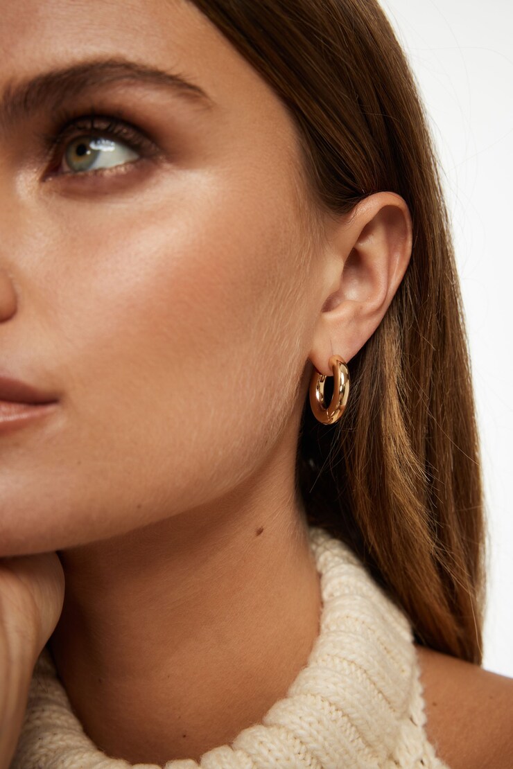 Seamless Mini Hoop Earrings Gold large