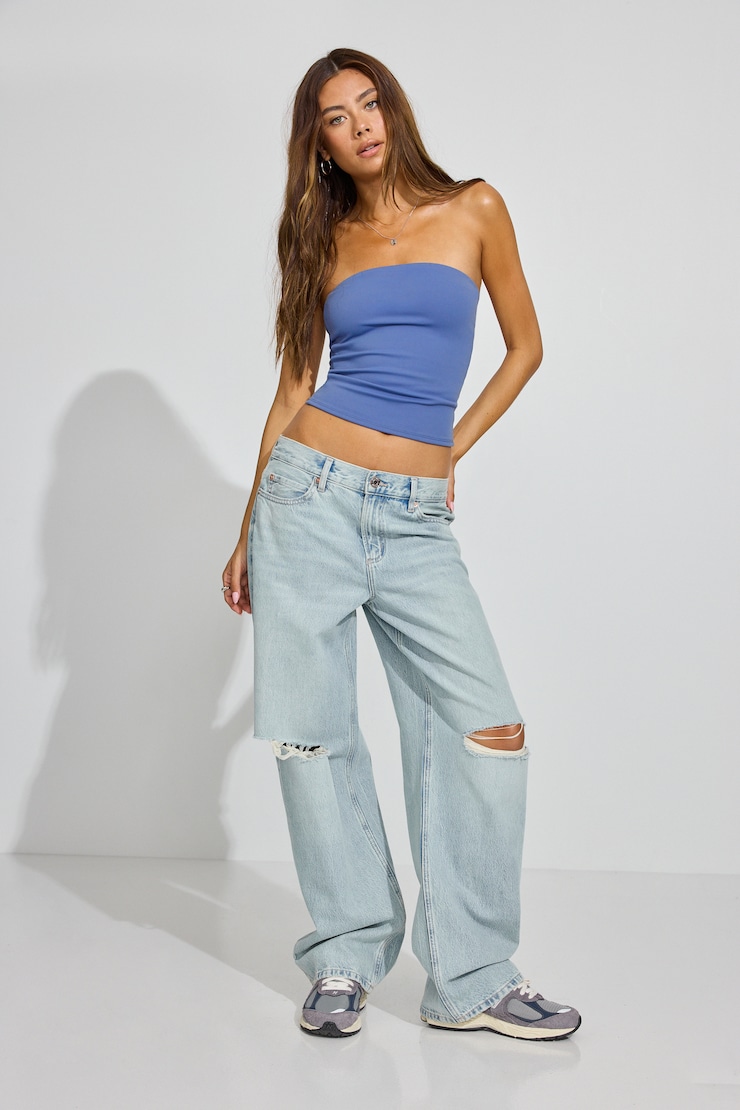 Sleek Longline Tube Top, Bijou Blue, large