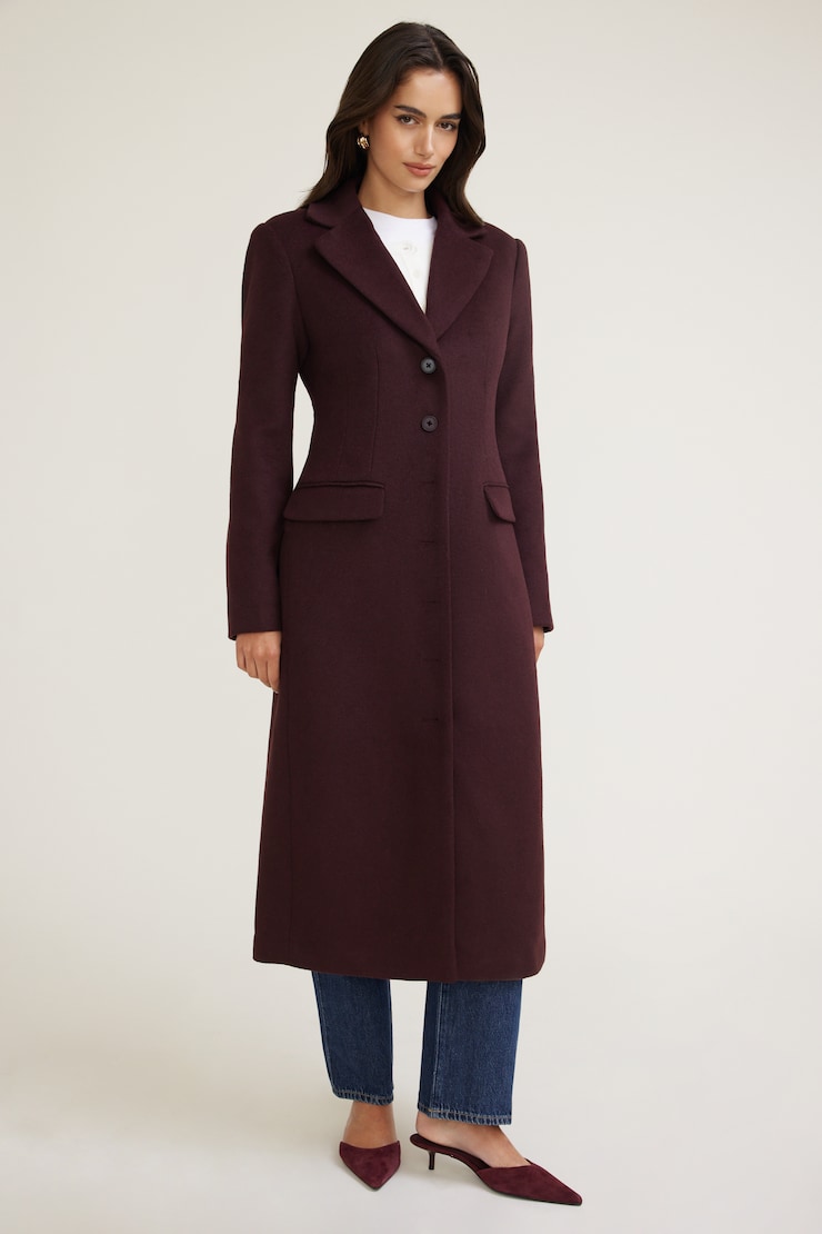 Cinched Wool Coat Red | Dynamite