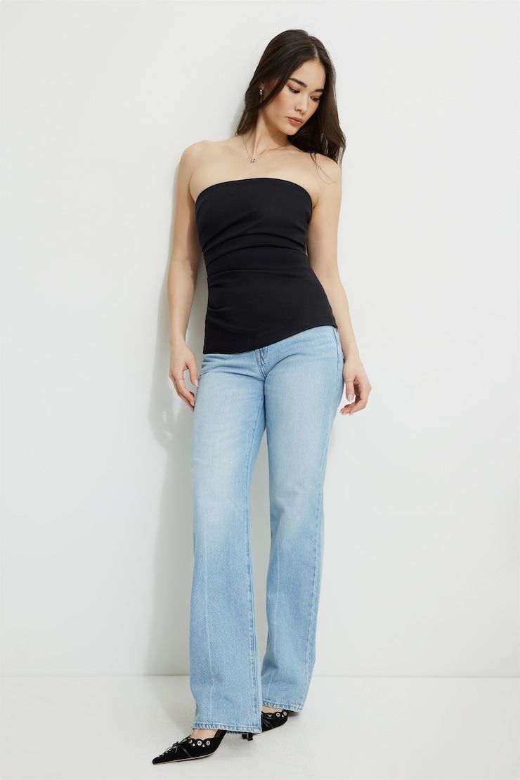 Pleated Tube Top Jet Black large