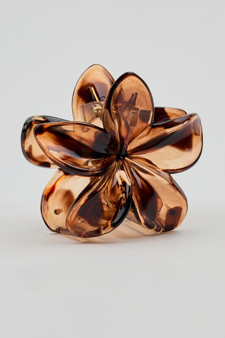 Flower Hair Claw, Translucent Brown, large